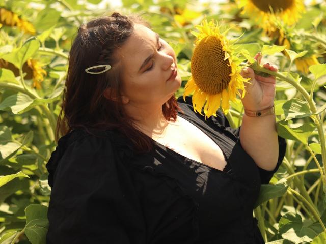 KaidoKun with brown hair, black shirt, and hairclip, kissing a sunflower, green field, sunny, holding flower to nose, looking content, yellow petals, sunlit.