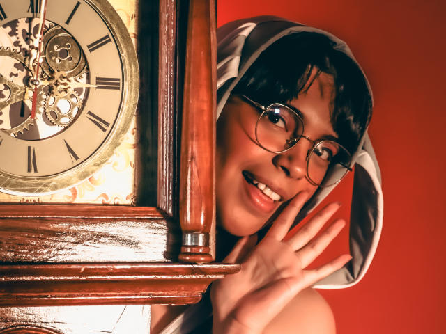 Ornate letter-style emblem with bold, curvy lines. Features a large, stylized "P" in the center. Colors are muted reds and blues. Smooth, flat textures dominate the design.