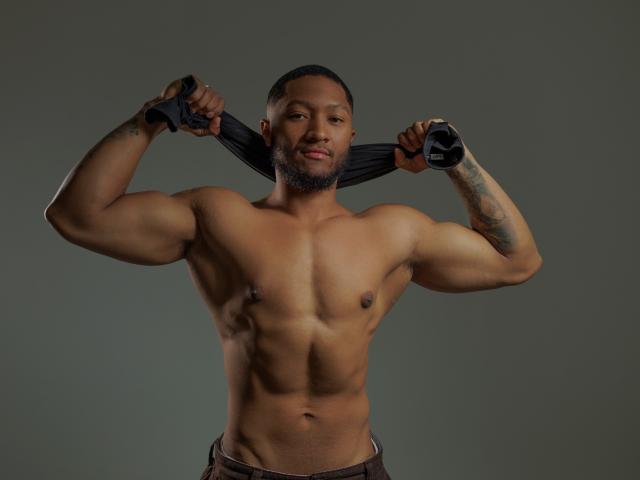 JadenSmithy, shirtless, muscular, holding shirt over head, tattoos on right arm, brown pants, confident smile, short black hair, medium brown skin, well-defined abs, studio light.