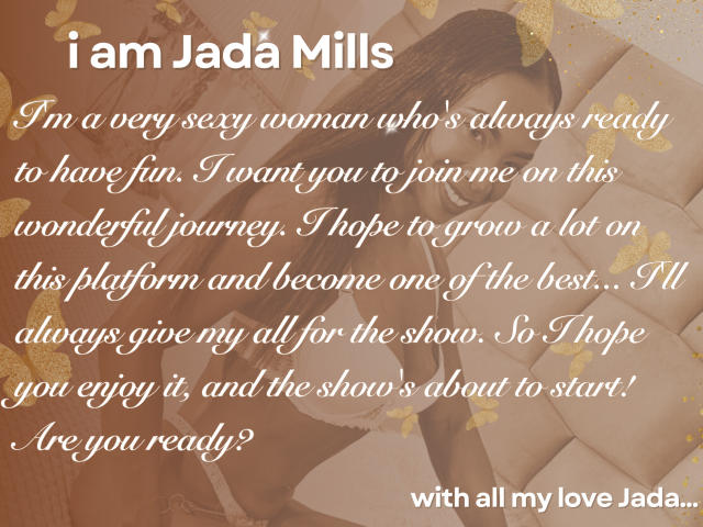JadaMillss has sexy tits and a curvy ass, with long brown hair, looking seductive in a lingerie photo. Her text is all about loving her sexy, sexy woman.