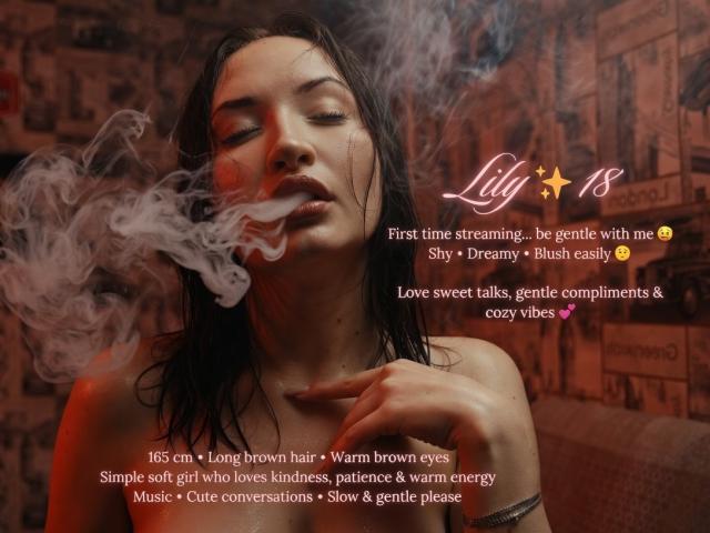 RonnieWeeda with brown hair, eyes half-closed, smoking, white smoke around face, wet hair, red light, sensual, topless, soft girl vibe, warm eyes, cute, gentle, cozy, relaxed.