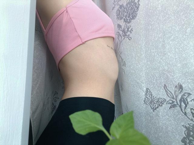 El sujetador deportivo rosa de WollyMolly muestra un abdomen plano, ligeramente curvado y con un tatuaje, pantalones negros y piel pálida. Una hoja verde está en la esquina inferior derecha..
