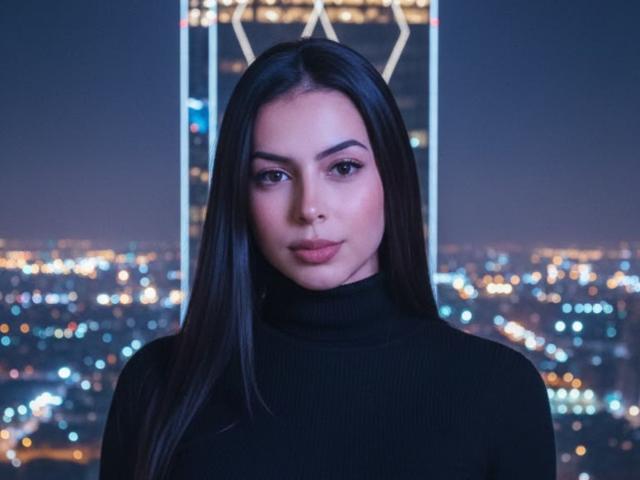 IsabellaJames has long black hair, a turtleneck, and a serious expression. She's looking at the camera with her tits barely visible under her black top.