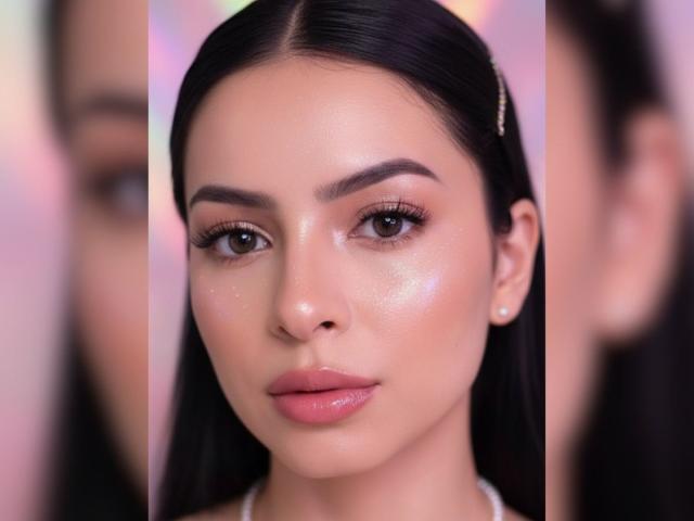 Isabella James tem uma pele brilhante e lisa, olhos castanho-escuros e lábios rosados e brilhantes. Ela tem cabelo preto, um nariz pequeno e usa um grampo de cabelo. Sem seios nesta foto..