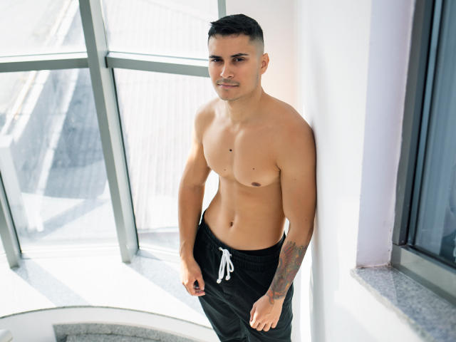 MattMalone senza camicia, con un tatuaggio sul braccio destro, in piedi con i pantaloni neri, che guarda la telecamera, in una stanza luminosa con una finestra..