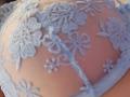 FrenchShanna's butt in sheer blue lace lingerie with floral patterns, showing her skin and lace details. Her ass is highlighted, with focus on the lace and skin.